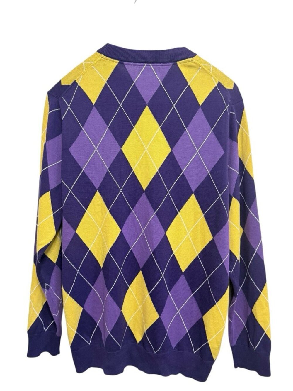 NWT Club Room Argyle Sweater Men's Size XL Purple Yellow Y2K Old Money Preppy - Picture 3 of 6